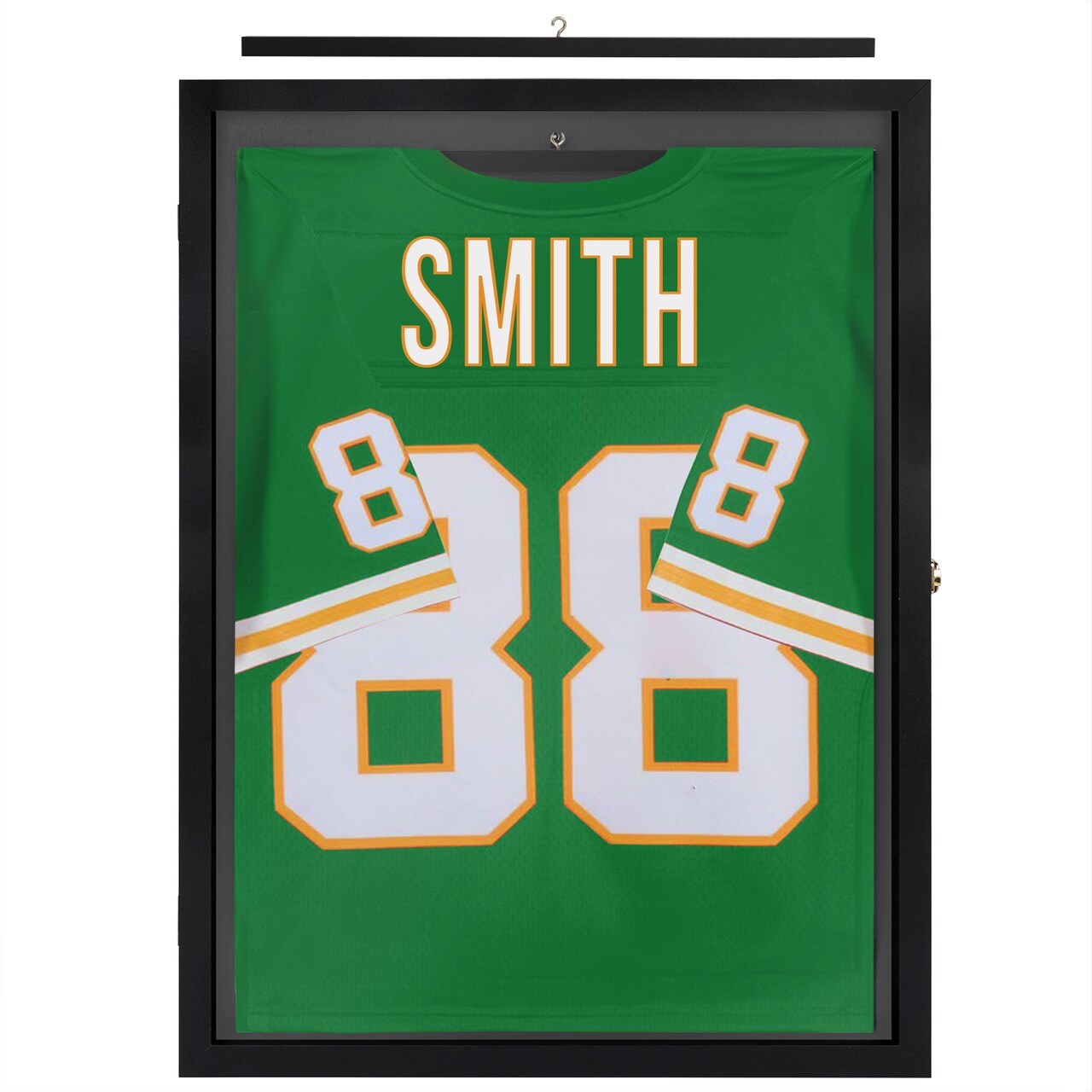 Americanflat 23x31 Lockable Jersey Display Case - Jersey Shadow Box Frame - Includes Built-in Hook for Jersey - Anti-Theft Lock - Polished Plexiglass Cover - Hanging Hardware - Black